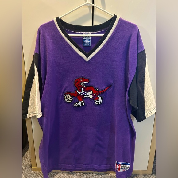 Vintage 90s Champion Toronto Raptors Basketball NBA Men’s Size L Purple T Shirt - Picture 1 of 7